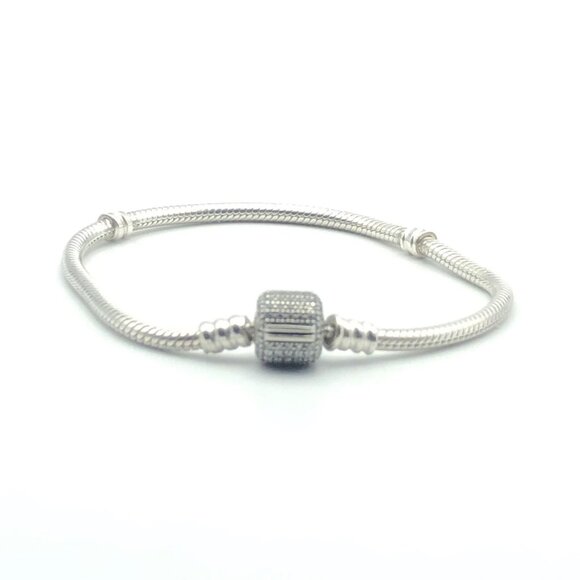 Pandora Moments Sterling Silver Charm Bracelet With Sparkling Pave Clasp - Picture 3 of 5